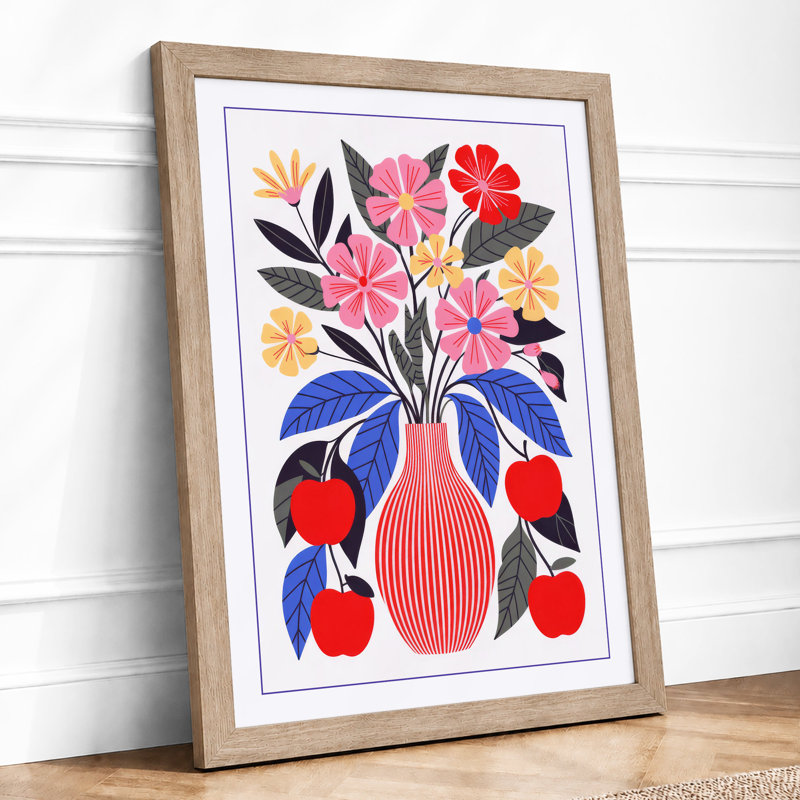 Floral Vase With Fruit Botanical - Print, Oak, A4 - 29.7 x 21.0 cm