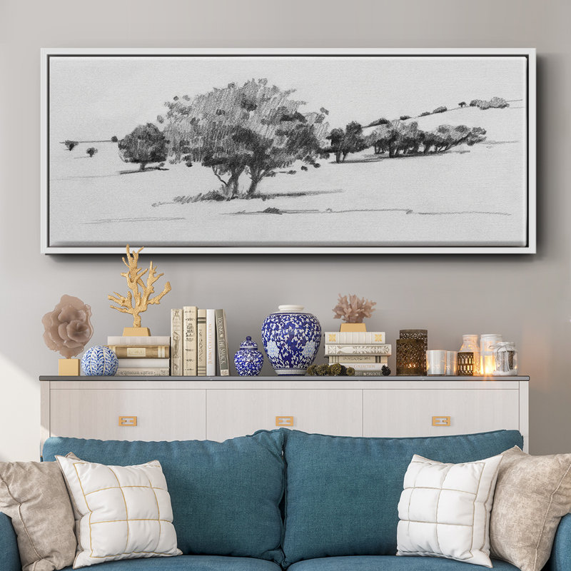 Treeline S Croquis I - Toile encadrée de qualité supérieure - Prêt à être accroché, Toile encadrée flottée blanche