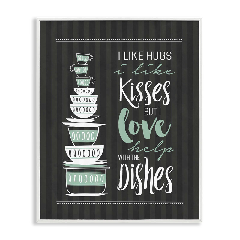 Giclée encadrée Love Love With Vaisselle, design par lettres et doublure, H 20 po x l 16 po