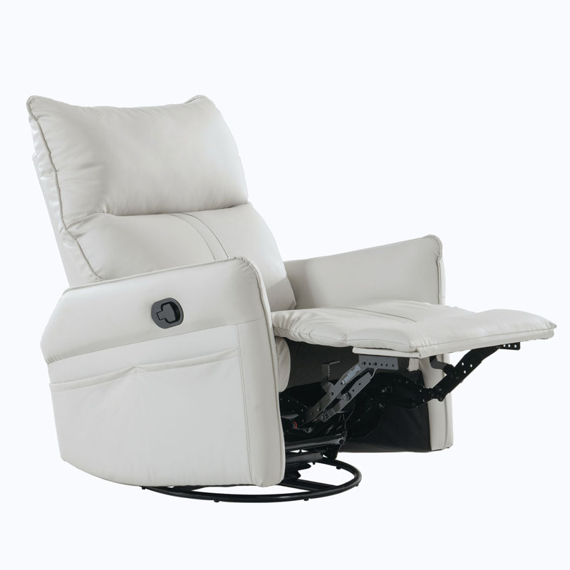 Fauteuil inclinable et pivotant en similicuir Idal, Similicuir gris pâle