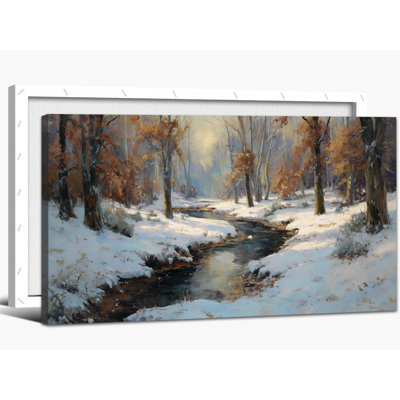 Art mural grand paysage d'hiver - scène de neige, art mural, photos d'arbre d'hiver, peinture de Noël pour le salon, impressions sur toile encadrées, 30 po x 60 po