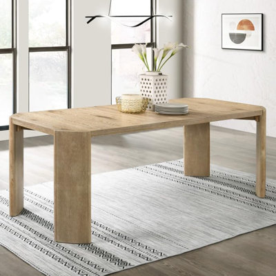 Table de salle à manger rectangulaire en bois avec 1 rallonge en chêne