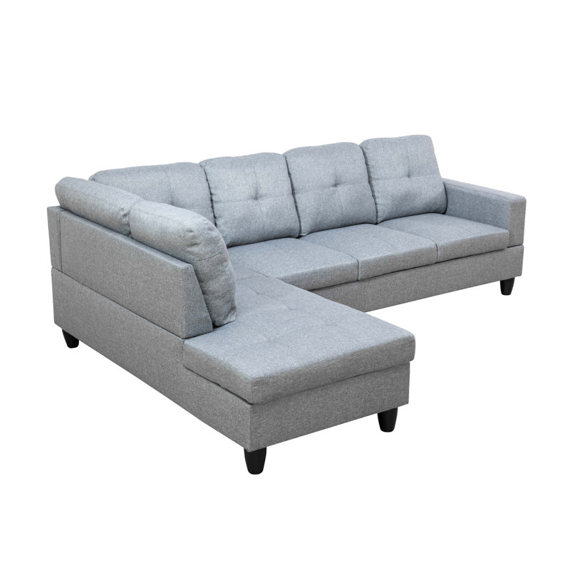 Laurana 2 - Piece Upholstered Sectional, Gray 100% Linen
