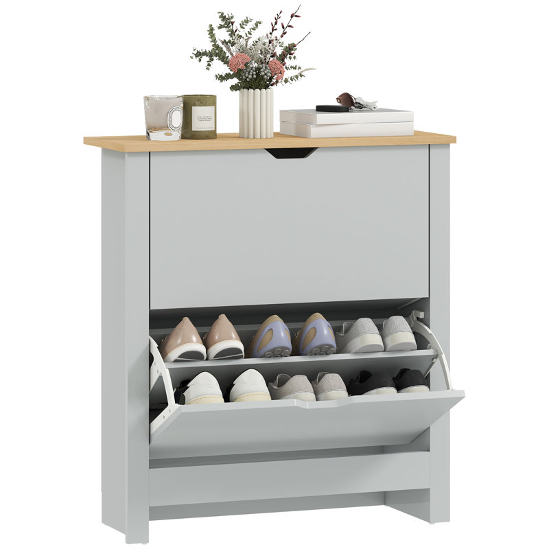 12 Pair Shoe Storage Cabinet, Light Grey