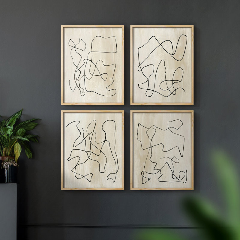 «Jovial II», ensemble de 4 reproductions encadrées, H 10 po x l 32 po