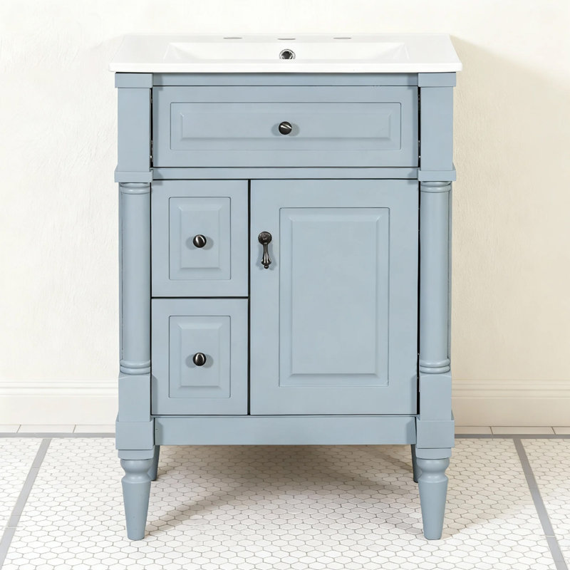 Meuble-lavabo 24 po avec lavabo, bleu, Bleu