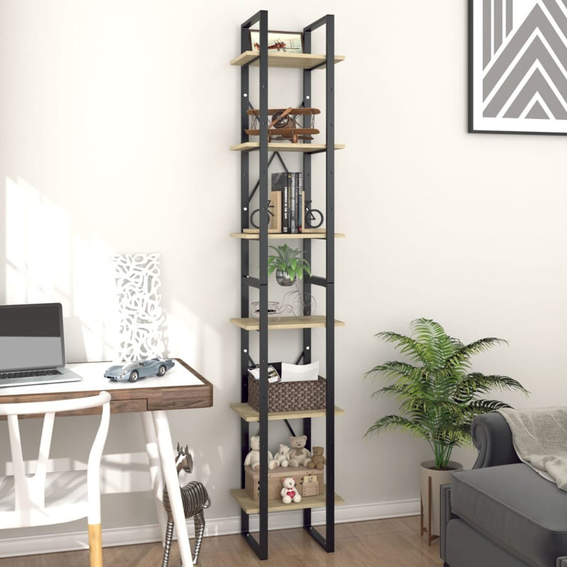 Ayalah 210cm H x 40cm W Wood Etagere Bookcase, Brown, 210cm H x 40cm W x 39cm D