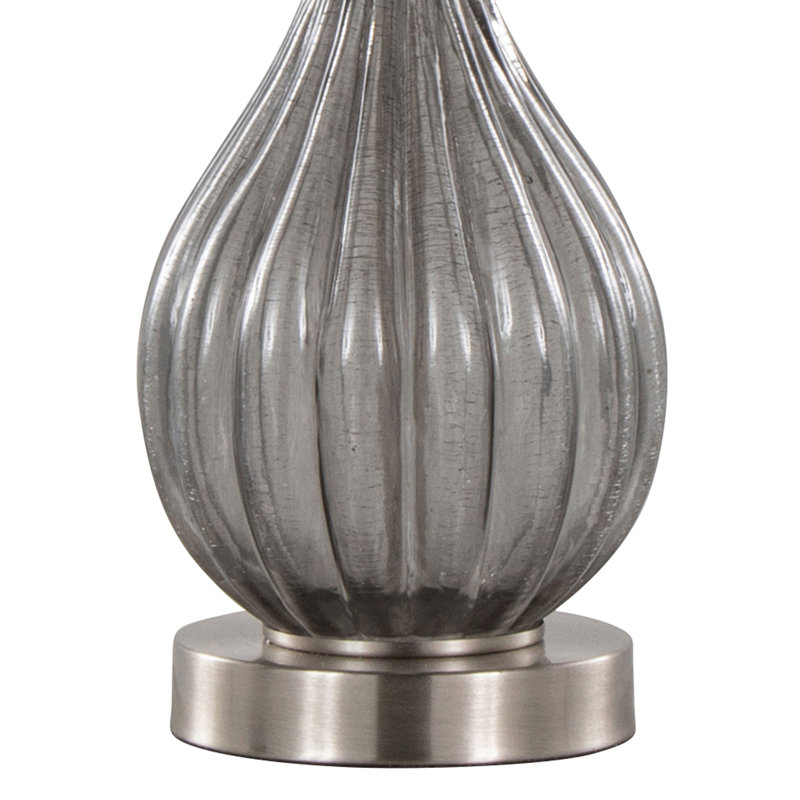 Ensemble de lampes de table en verre craquelé 27 po Rami, Gris, H 27,25 po x l 14 po x P 14 po, Blanc cassé / blanc