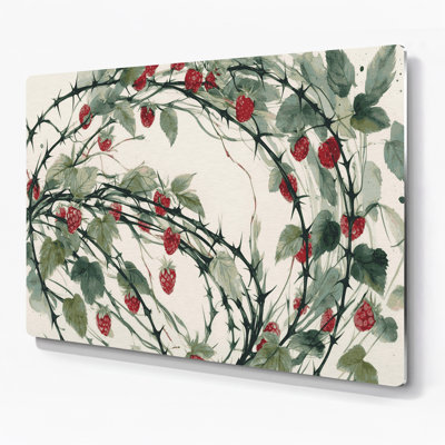 Art mural en métal Botanical Raspberry Canes