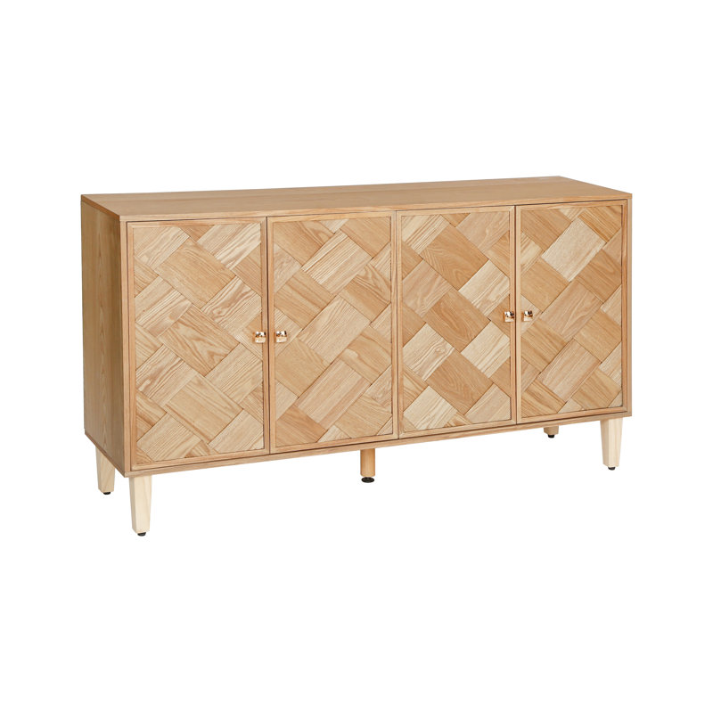 Mario 59.8” Modern Storage Sideboard With Pine Wood Legs