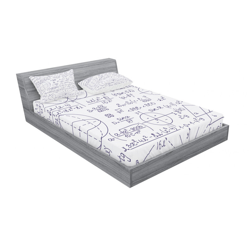 Microfiber Geometric Sheet Set, Queen Sheet Set with Fitted Sheet