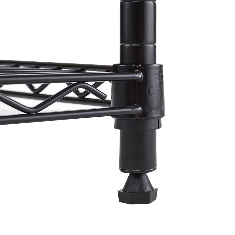 5-Tier Black Steel Wire Shelving Unit with Adjustable Shelves