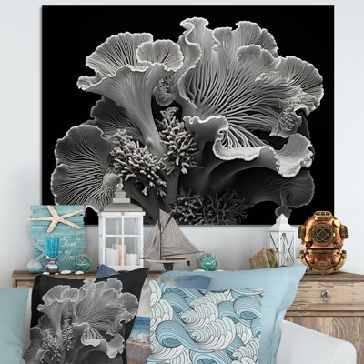 Anémone noire et blanche II - décoration murale plage et océan