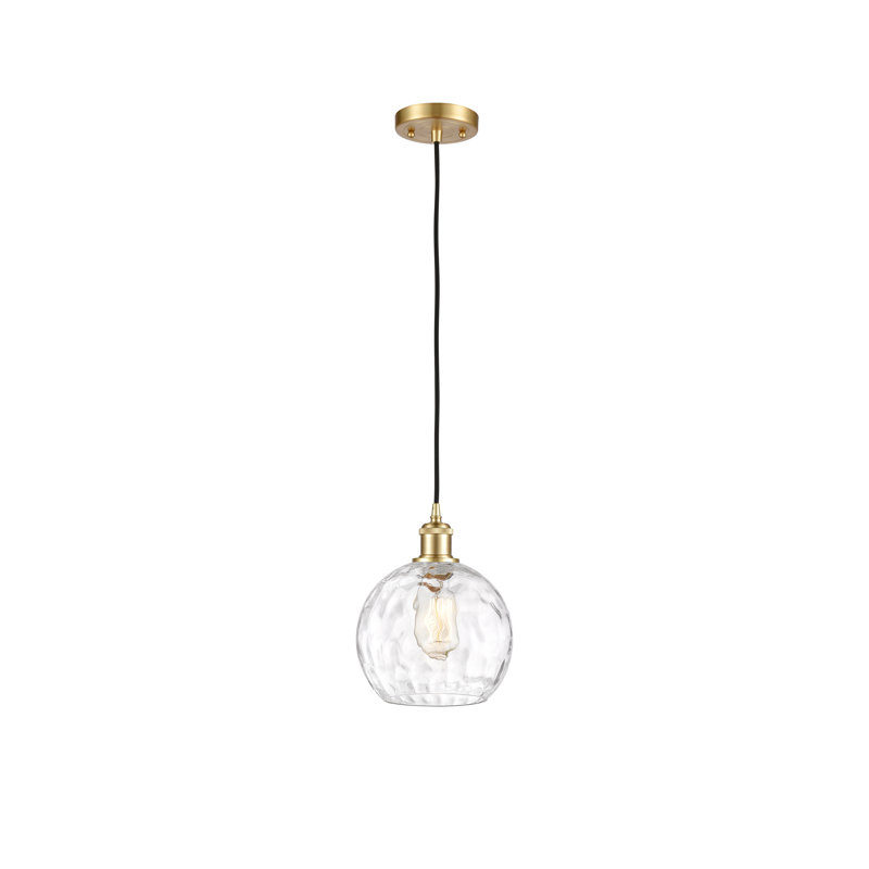 Luminaire suspendu sphère 1 lumière Roxane, DEL, H 10 po x l 8 po x P 8 po, Or satiné
