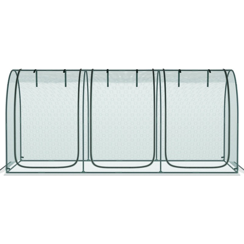 Cage de jardin 9 'X 4' - Protecteur de plantes avec 3 ouvertures à fermeture à glissière, sac de rangement, 6 piquets de sol, portes de protection de tente, boîte, piquets,