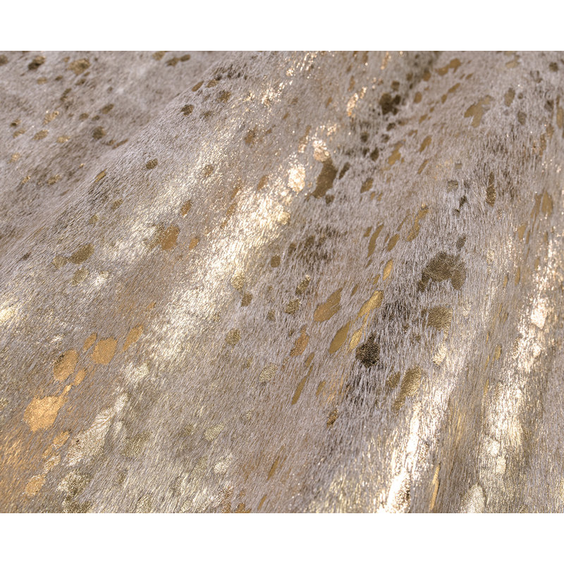Algot Handmade Cowhide White/Gold Area Rug