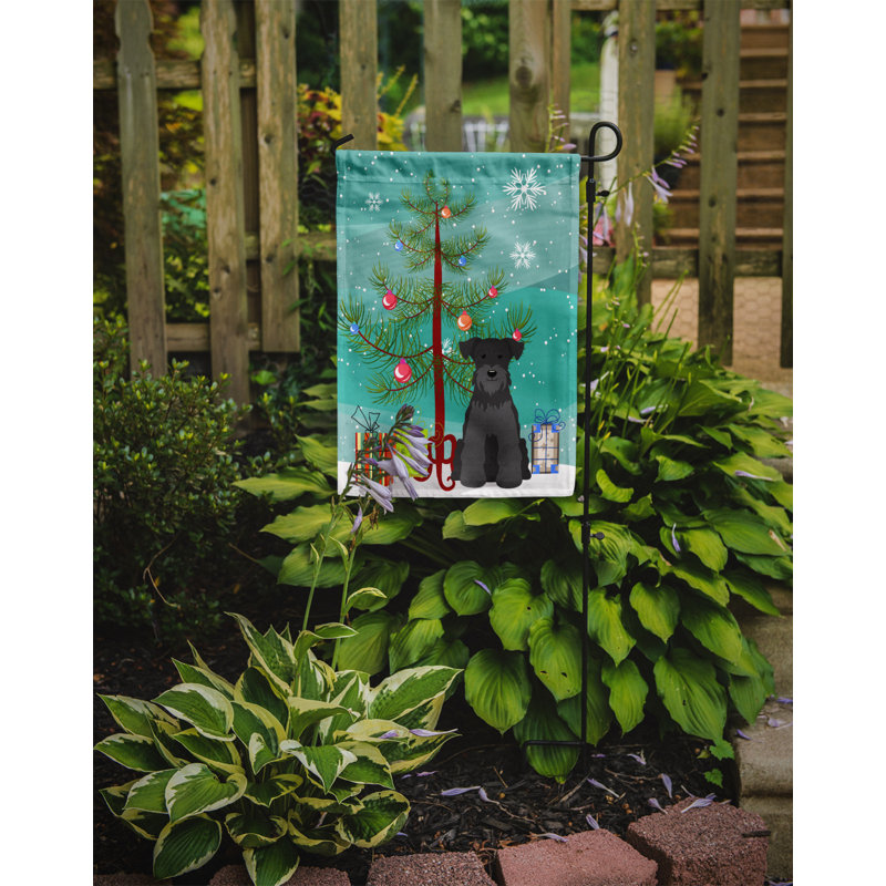 Drapeau en polyester 2 côtés sous l’arbre Silloth, Schnauzer miniature, H 15 po x l 11 po x P 0,01 po, Drapeau de jardin