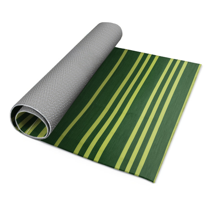 Tapis intérieur / extérieur vert HorizontalStripes, Rectangulaire 3 pi x 5 pi