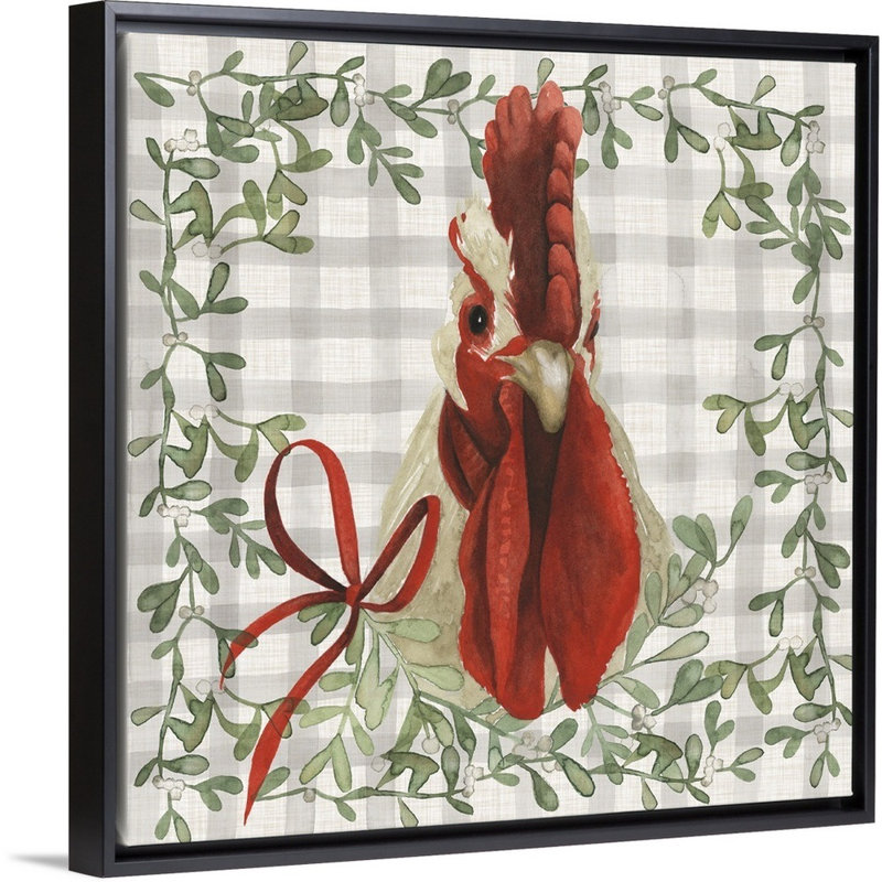 Une collection de Noël avec une agricultrice, reproduction d’art sur toile, Cadre noir, 22" H x 22" W x 1.75" D