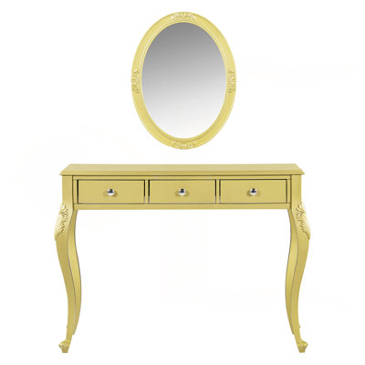 Luxury Makeup Vanity Desk With Oval Mirror, 3-Drawer Dressing Table For Jewelry Storage, Elegant Console Table For Entryway, Living Room & Bedroom, Stylish Home Decor,Gold