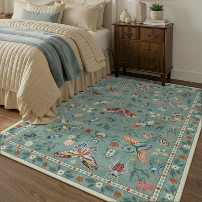 Insect Print Washable Rugs for Living Room Ultra-Thin Non-Slip Modern Bedroom Large Carpet