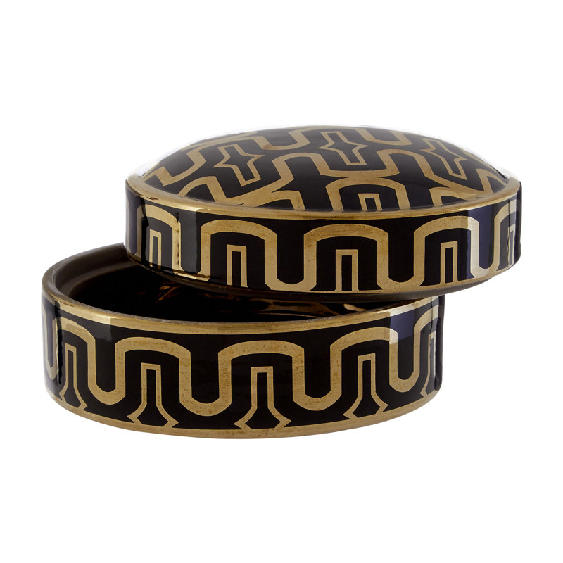 Everaldo Ceramic Decorative Box, 8cm H x 16cm W x 16cm D