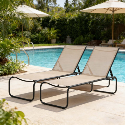 Outdoor 67" Metal Chaise Lounge(Set Of 2)