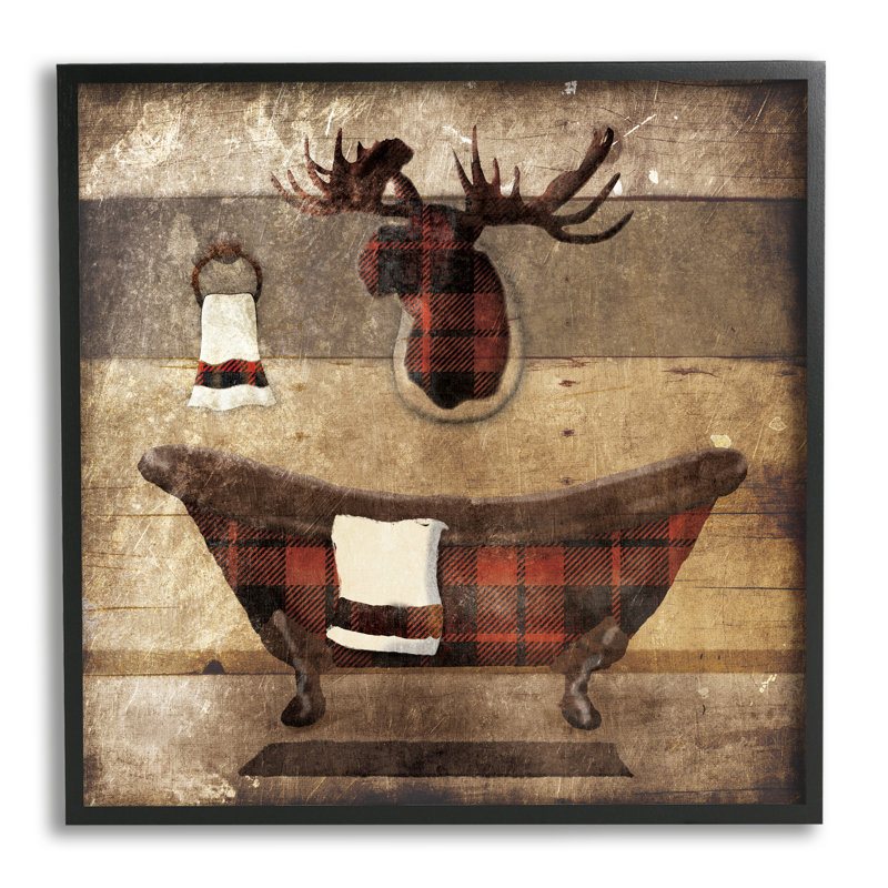 Motif texturé en bois à carreaux, Giclée encadrée noir minuit, L 17 po x H 17 po