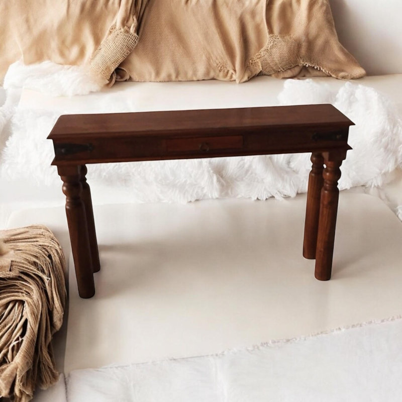 Elegant Derlyum 120cm Console Table – Solid Wood Top & Base with Handcrafted Finish for Home Décor, 80cm x 120cm x 30cm