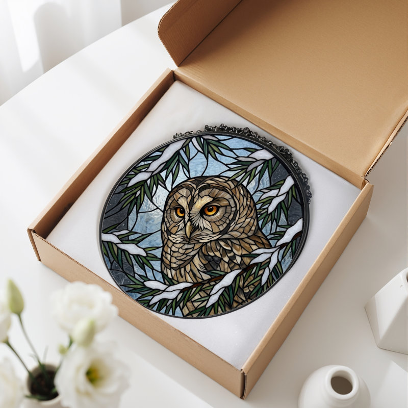 Panneau de vitrail hibou H 12 po, 12"H