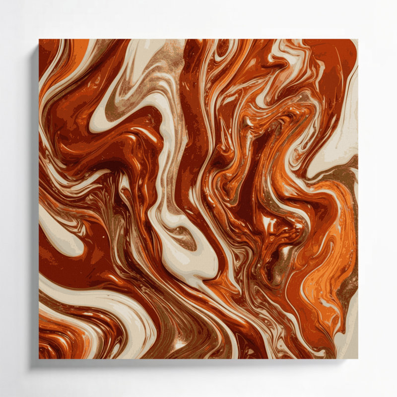 Abstrait art fluide sur toile rouge 22, H 12 po x l 12 po