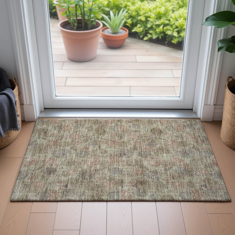 Machine Washable Indoor/Outdoor Kimberlin ACN2128 Floral Rug, Rectangle 1'8" x 2'6"