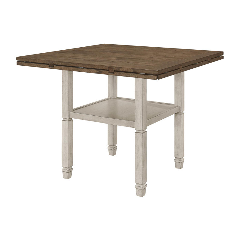 Table à hauteur de comptoir avec tablette de rangement muscade et crème rustique