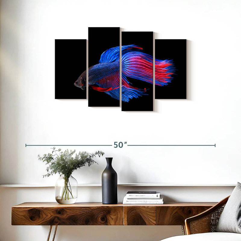Brampt brillant poisson Betta, H 22 po x l 36 po