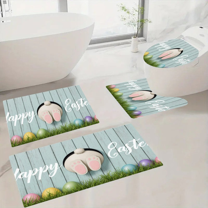 Ensemble de tapis pour salle de bain 4 pièces Joyeuses Pâques