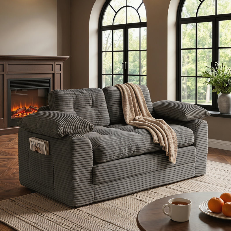Canapé-lit 2 en 1 pliant convertible, canapé-lit escamotable avec coussins pour la chambre à coucher du salon intérieur, Grey