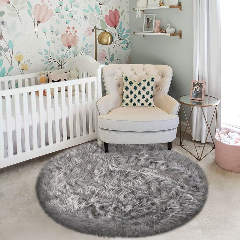 Kawena Faux Sheepskin Indoor Rug, Round 4'