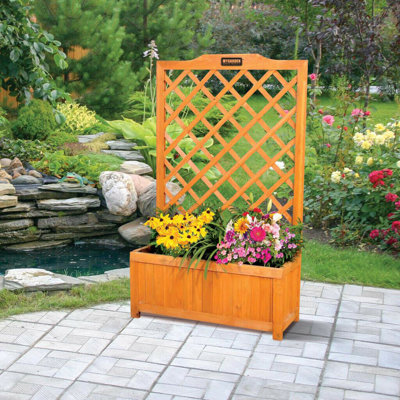Wood Planter Box with Trellis