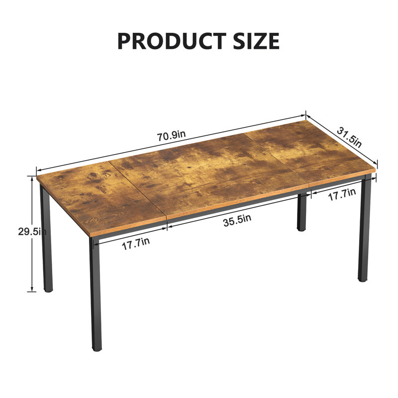 Pelaga Jahnna 70.9'' W Rectangle Writing Desk, 29.5" H x 70.9" W x 31.5" D, Brown