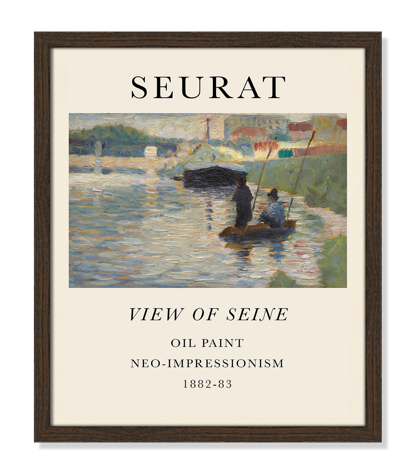 Old Masters Collection "View of Seine" Print, Walnut Single Picture Frame, No, 19" H x 16" W x 0.75" D