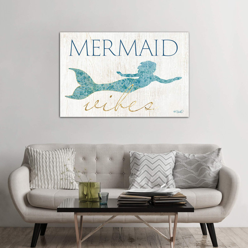 «Mermaid Wishes» par Kate Sherrill - impression d'art graphique, Toile tendue, H 40 po x l 60 po x 1,5 po, Pas de tapis