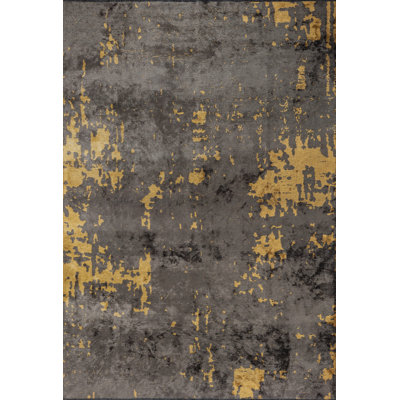 Rapture Gray/Yellow Abstract Luxury Area Rug