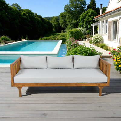 Lit de jour d'extérieur 67,6 po pour 3 personnes avec coussins de patio