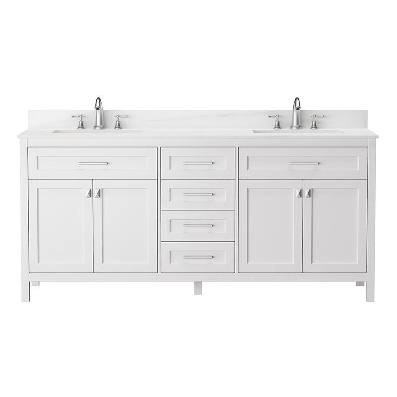 Meuble-lavabo double l 73 po x P 22 po x H 34 po, Blanc