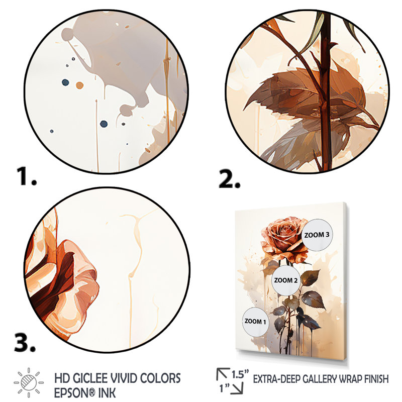 «Monochromatique» Rosegold Elegance I - Art mural rose, H 20 po x l 12 po x P 1 po, Cadre simple blanc