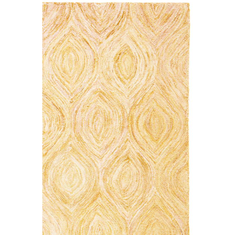 Tapis doré en laine touffeté à la main Alora, Tapis de couloir 2 pi 3 po x 8 pi