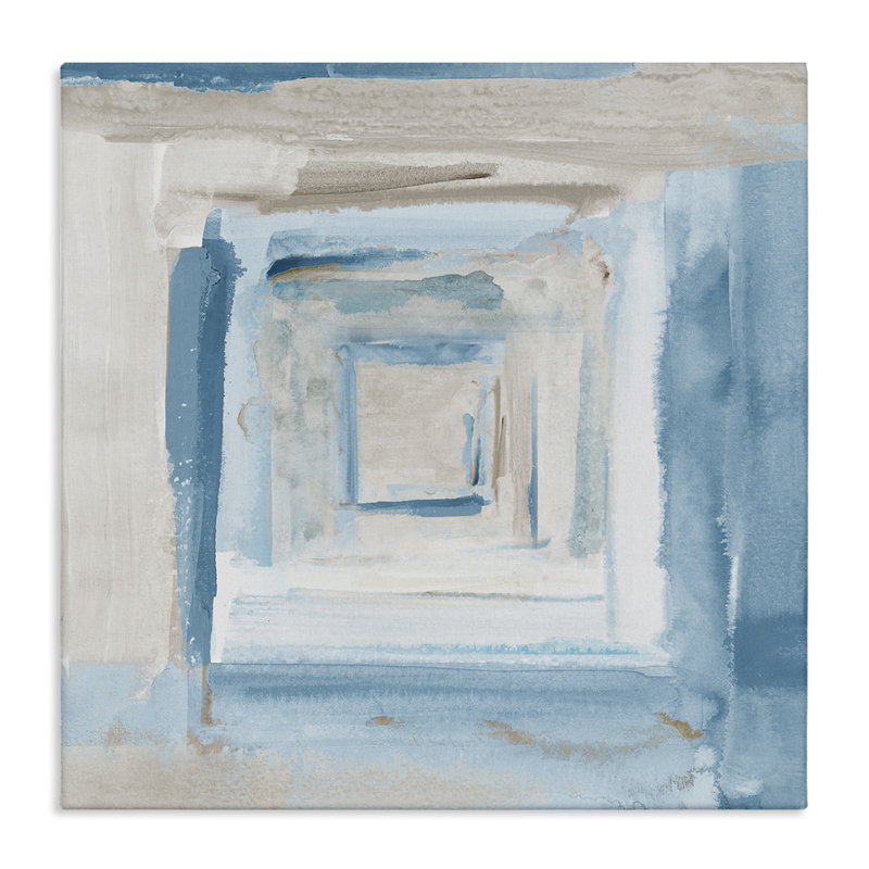 "Blue Layered Squares", art mural sur toile par Lanie Loreth, H 24 po x l 24 po