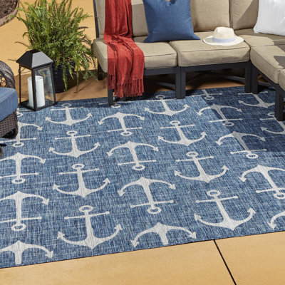 Glidden Geometric Power Loom Polypropylene Plastic Rug