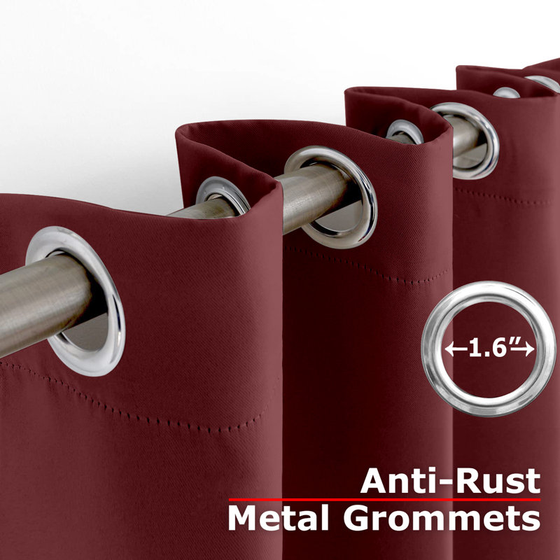 Single Curtain Solid Room Darkening Thermal Grommet, 46" W X 84" L, Maroon