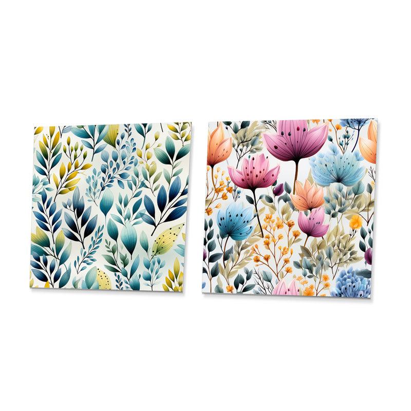 Henriksen - Collages abstraits, impression sur métal, ensemble de 2 carrés, H 29 po x l 58 po
